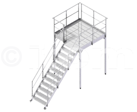 Standard-compliant maintenance platform and 45° stairway