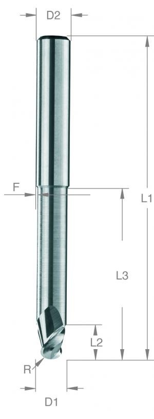 Ball end mill 2F