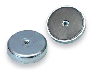 Flat gripper magnets with internal thread, with countersink, with cylinder bore