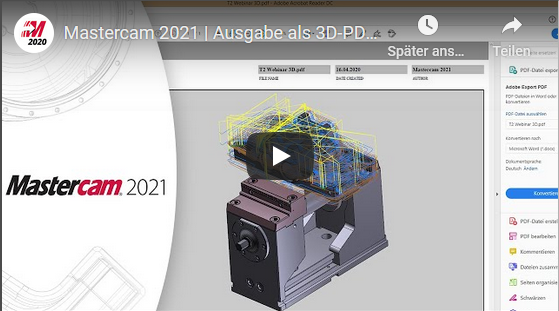 Mastercam 2021 - Ausgabe als 3D-PDF-Datei