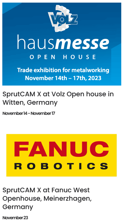 Fanuc Openhouse und Volz Witten mit SprutCAM Live Präsentationen im November