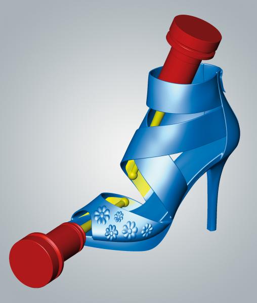 Ein Beispiel für die Möglichkeiten der 5-Achs-Simultanbearbeitung mit hyperMILL® ist der High-Heel-Schuh aus dem Imagefilm der NORTEC.