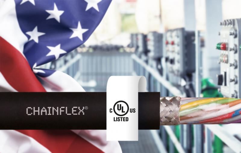 Kostengünstig, garantiert und zertifiziert für den amerikanischen Markt: Die
neue chainflex Datenleitung CF8821.