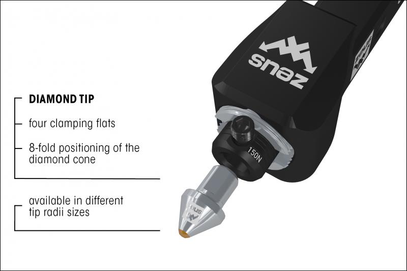 The newly developed holder for the diamond tip in zeus burnishing tools doubles the tool life.