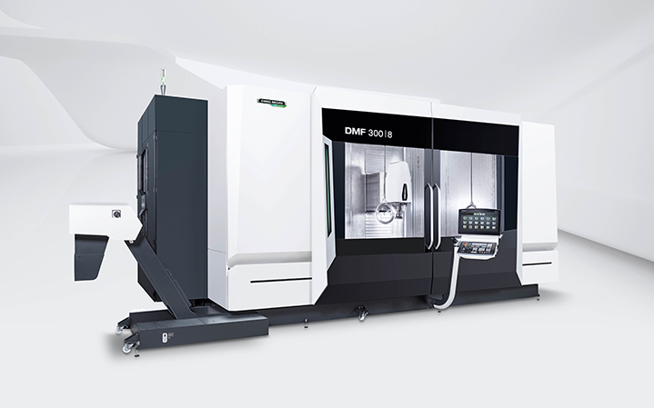World premiere DMF 300|8: A 3,000 mm long table offers users maximum flexibility in the machining of long workpieces – across the entire table width or by means of cut-off wheel in two separate workspaces.