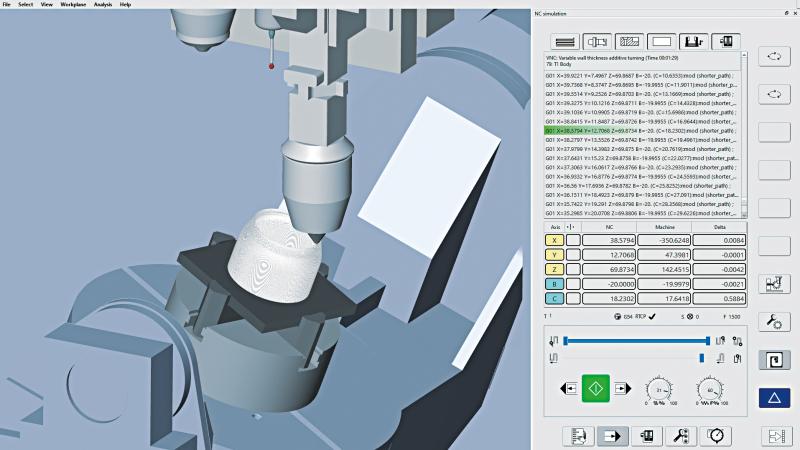 hyperMILL® VIRTUAL Machining: NC-Code-Simulation additive Werkzeugwege