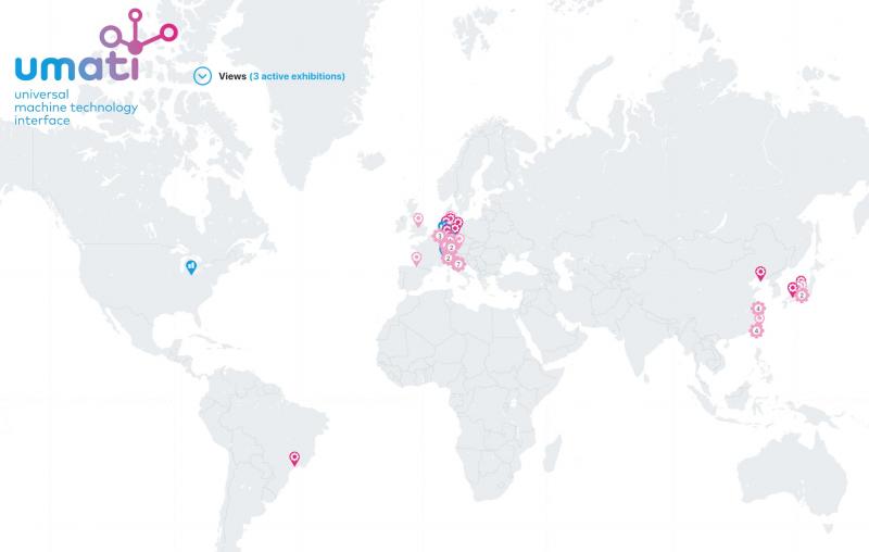 Standorte weltweit, an denen Maschinen an das umati-Dashboard angeschlossen
sind (detailliert unter umati.app)