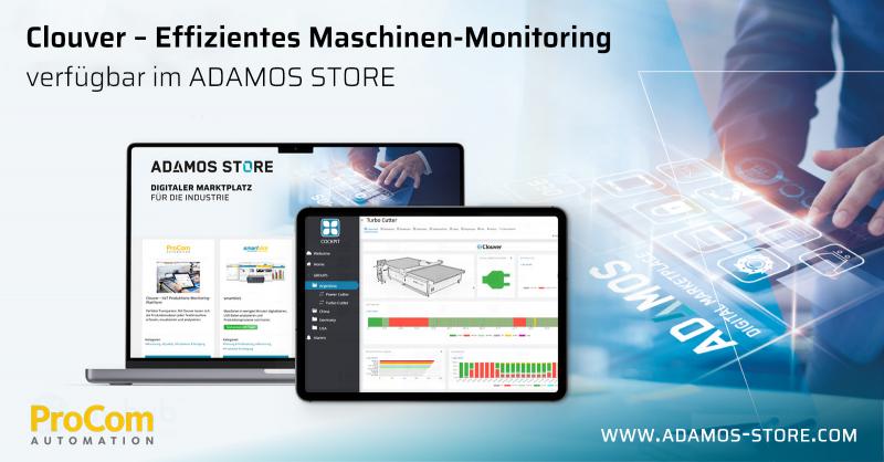 Aachen/Darmstadt, Januar 2023:

Next Level für die Produktion – die industrielle IoT Produktions-Monitoring-Plattform Clouver aus dem Hause ProCom Automation ist ab sofort online im ADAMOS STORE verfügbar.