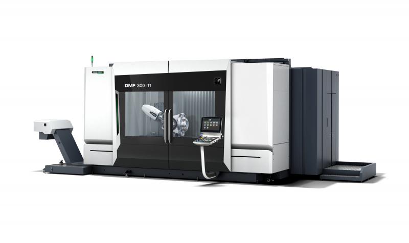 The DMF 300|11 enables high-precision machining over traverse paths of 3,000 x 1,100 x 1,050 mm. A constant overhang of the Y-axis allows the maximum milling performance to be called up over the entire traverse path.

