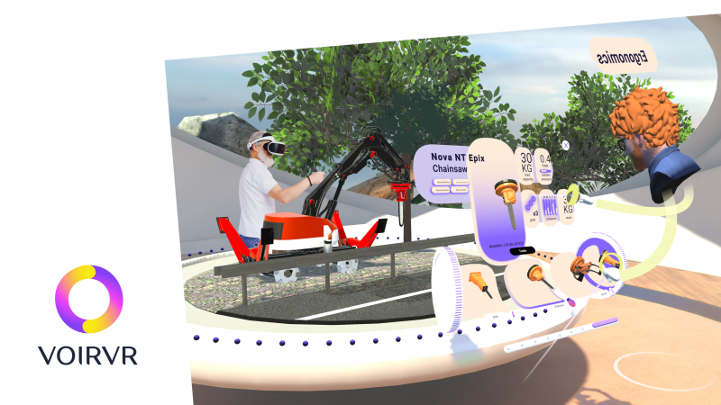 Forschende der Professur Produktionssysteme und -prozesse stellen auf dem Innovationstag Mittelstand ihre kollaborative und belastungsreduzierte VR-Anwendung zur Konfiguration von Maschinen und Robotern vor. 