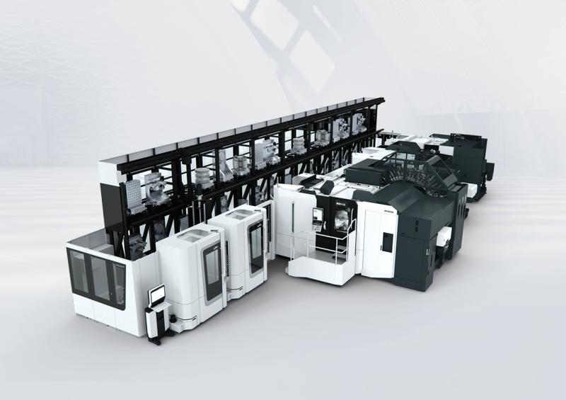 The machines of the INH series can be upgraded to flexible production cells and systems with various system offerings for automated tool and pallet handling. The DMG MORI master computer LPS 4, which can be efficiently integrated into existing customer networks, takes over the system control including tool management.