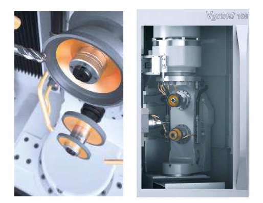 Über die zwei vertikal angeordneten Spindeln der Schleifmaschine Vgrind 160 können Werkzeughersteller ihre Vollhartmetallwerkzeuge auf zwei Ebenen bearbeiten.
