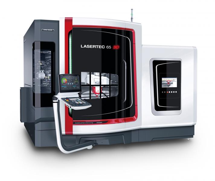 LASERTEC 65 3D - die bisher einzigartige Hybrid-Maschine, die das generative Laserauftragsschweißen in eine vollwertige 5-Achs-Fräsmaschine integriert.