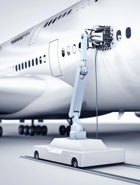 Einsatzgebiete für den ULTRASONIC mobileBLOCK sind unter anderem die Luftfahrtindustrie und die Windenergie.
