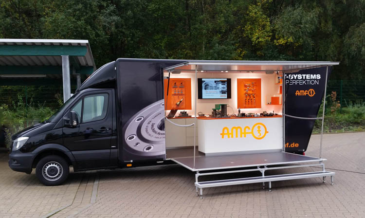 Mit dem neuen AMF-Showmobil Andreas bringt das Traditionsunternehmen seine technologisch führenden Spanntechnikprodukte und -lösungen direkt zum Kunden. 