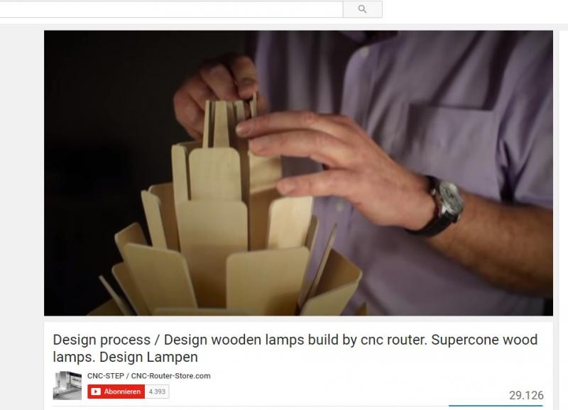 Kunde fräst Designerlampe aus Holz an einer CNC-Fräsmaschine Portalfräsmaschnine