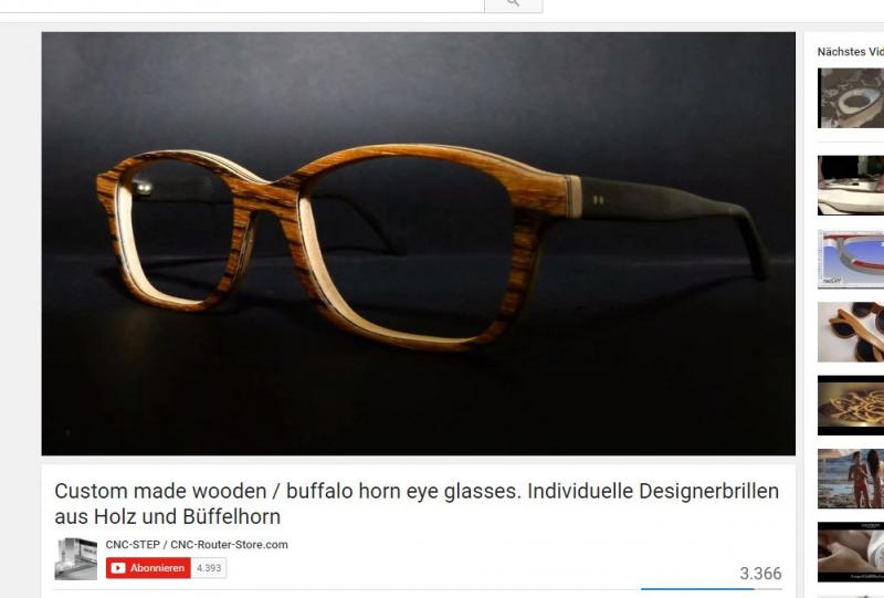 custom Eyewear made of wood and buffalo horn. Made with the help of a CNC machine gantry milling CNC STEP