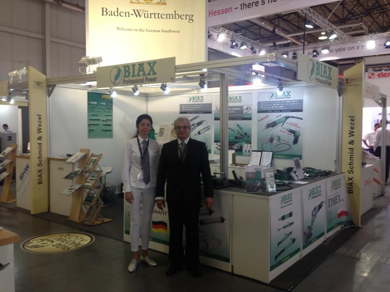 Greg Kalynczak with his Assistant Beata Nowak in front of their booth at the ITM in Poznan.