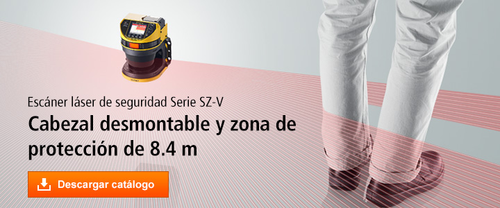 Cabezal desmontable y zona de protección de 8.4 m, la más amplia en la industria. Además, con una fuerte protección contra polvo y niebla, el SZ-V ayuda a reducir los errores de detección y contribuye a mantener un alto nivel de productividad.