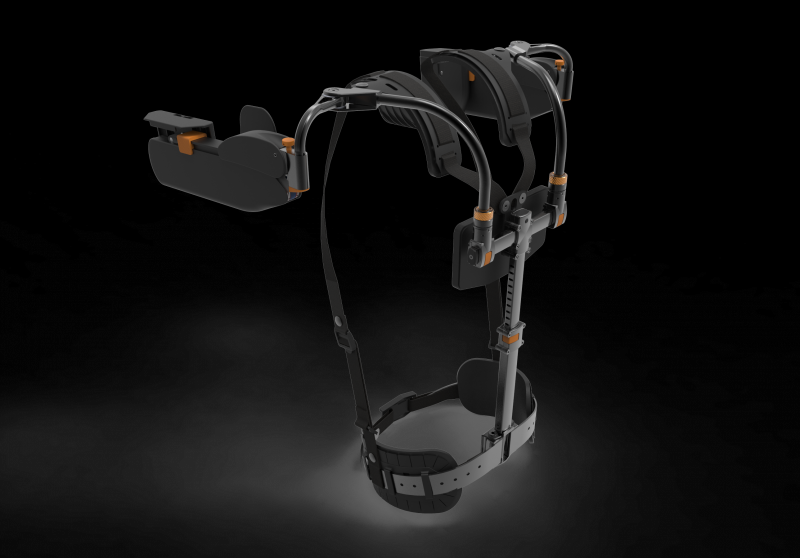 Das Exoskelett Airframe unterstützt Bewegungssequenzen bei
Montagearbeiten und entlastet dadurch den Nacken-, Rücken- und
Schulterbereich.