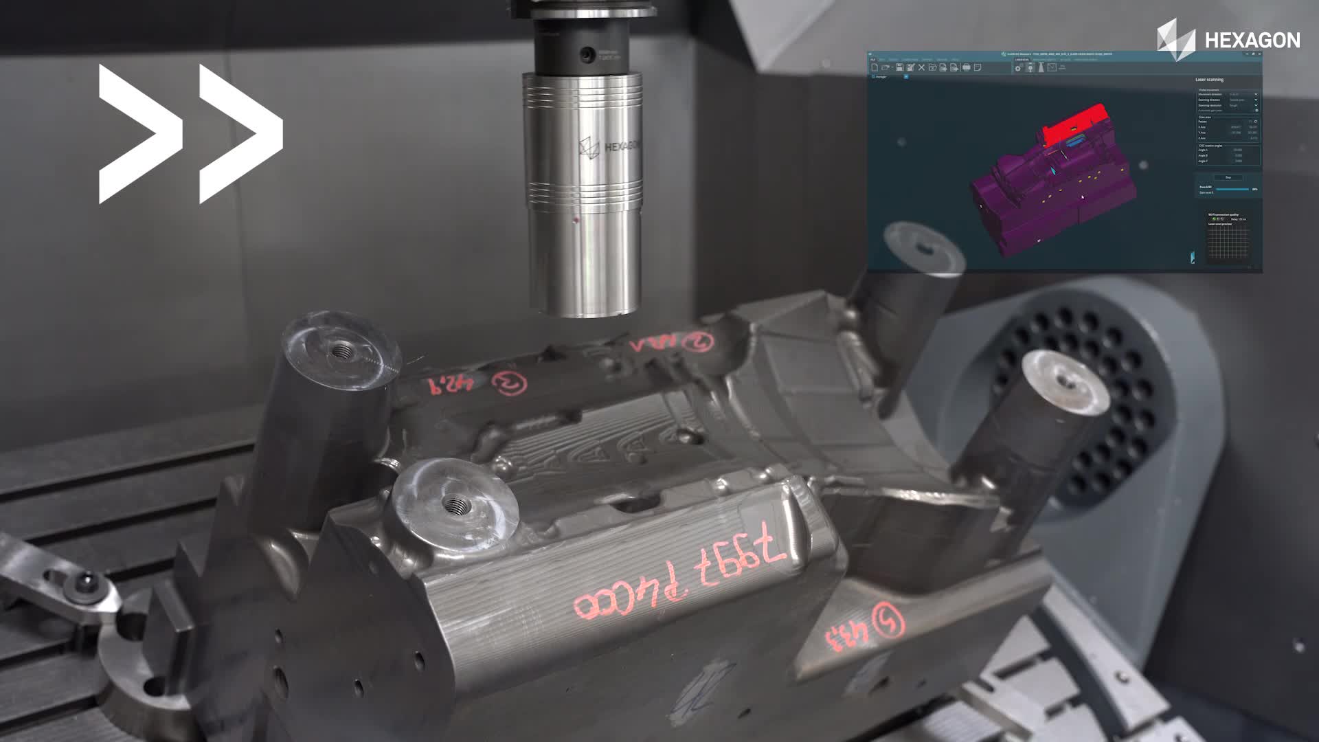 Hexagon erhöht die Produktionssicherheit durch schnelle Aufmaßerkennung und Teilausrichtung von Rohteilen mit nur einem Laserscan direkt in der Werkzeugmaschine